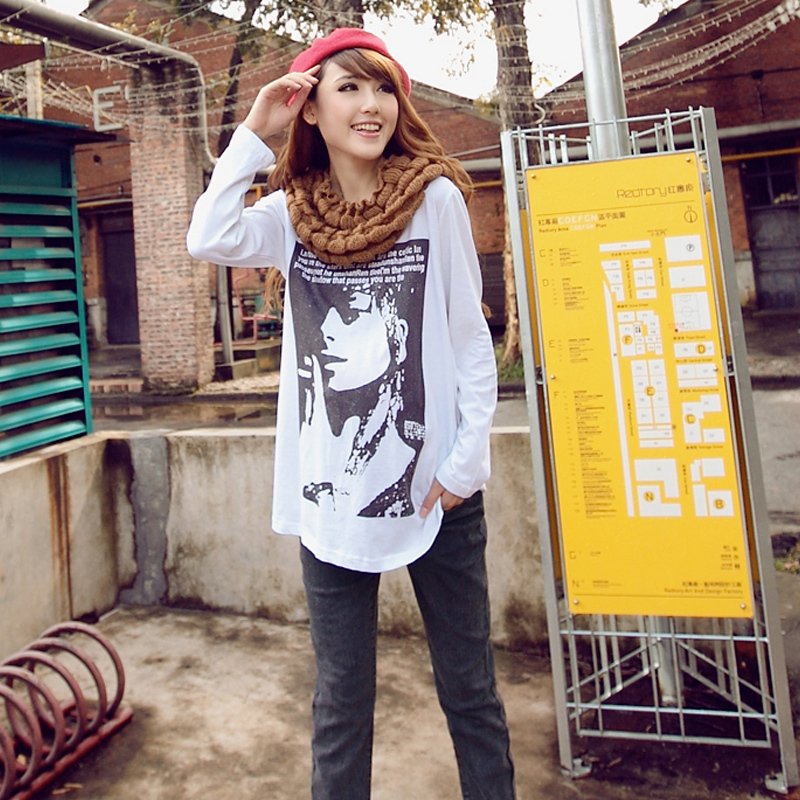 Fashion autumn maternity clothing o-neck head portrait pattern long-sleeve T-shirt maternity top