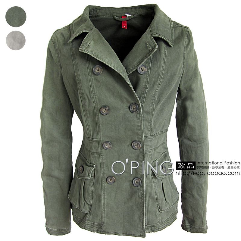 Fashion autumn tooling double breasted slim trench outerwear plus size available