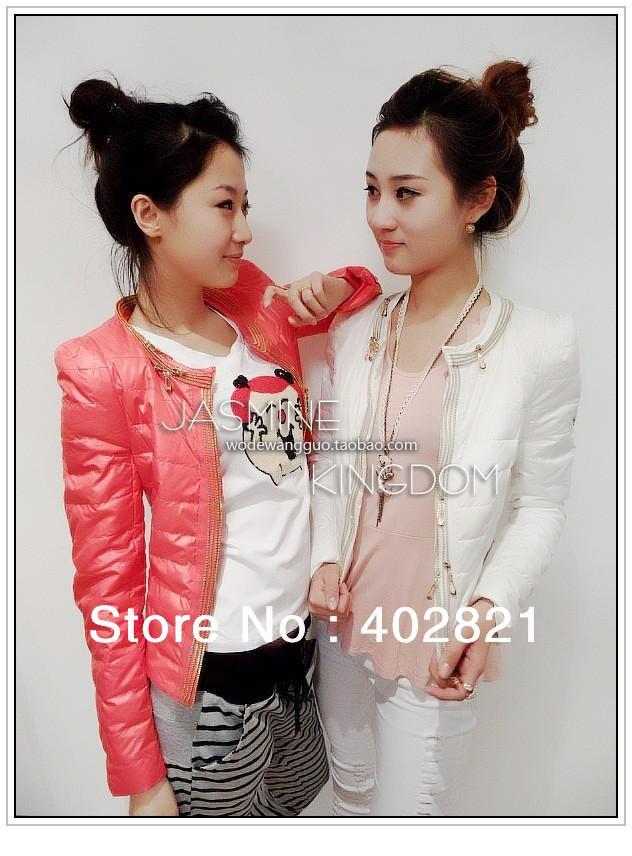 Fashion Autumn Winter Candy Color Zipper Cotton-padded Jackets Black Coats Women Winter Mencler 1965