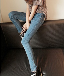 Fashion b020 2013 spring women's unique waist of trousers denim pencil pants slim skinny pants