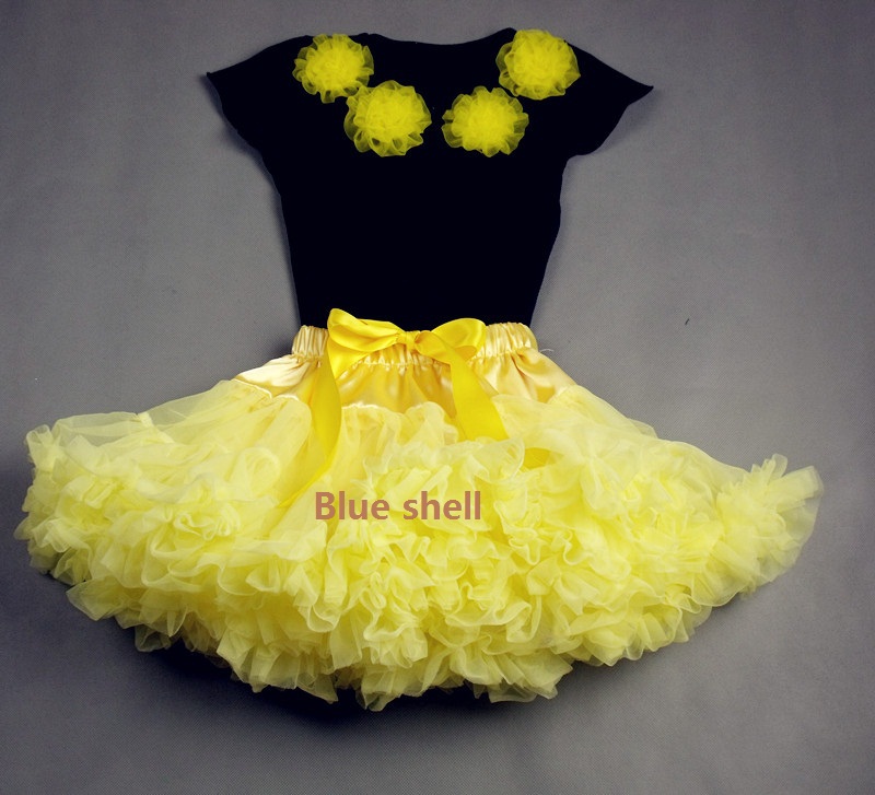 Fashion baby girls kids  yellow chiffon fluffy pettiskirts Princess skirts  1-8 years Free shipping