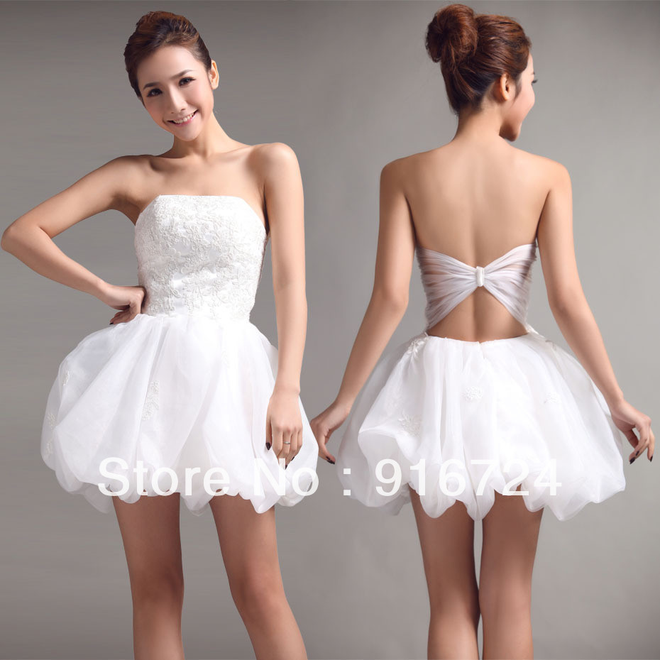 Fashion  Ball Gown Above Knee.  Mini   Appliques Strapless   Evening  dresses