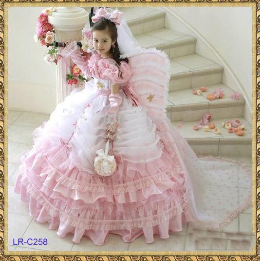 Fashion Ball Gown Organza Skirt Bows Flower Girl Dress Childer Dress Custom made