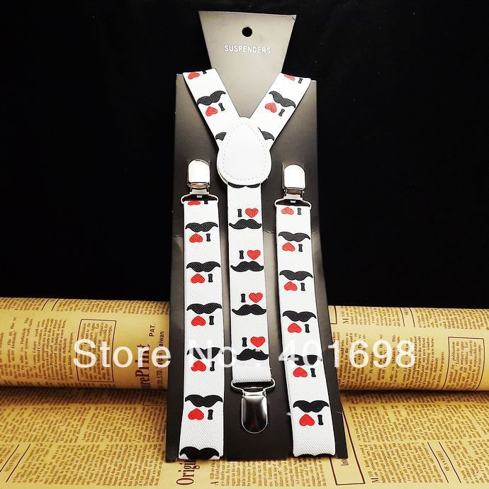 Fashion beard printed webbing clips suspenders SFSP13AP01