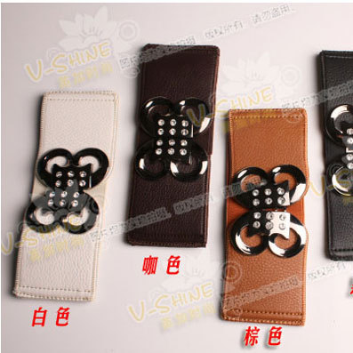 Fashion belt female decoration all-match elastic wide belt rhinestone vintage tan leather cummerbund y847