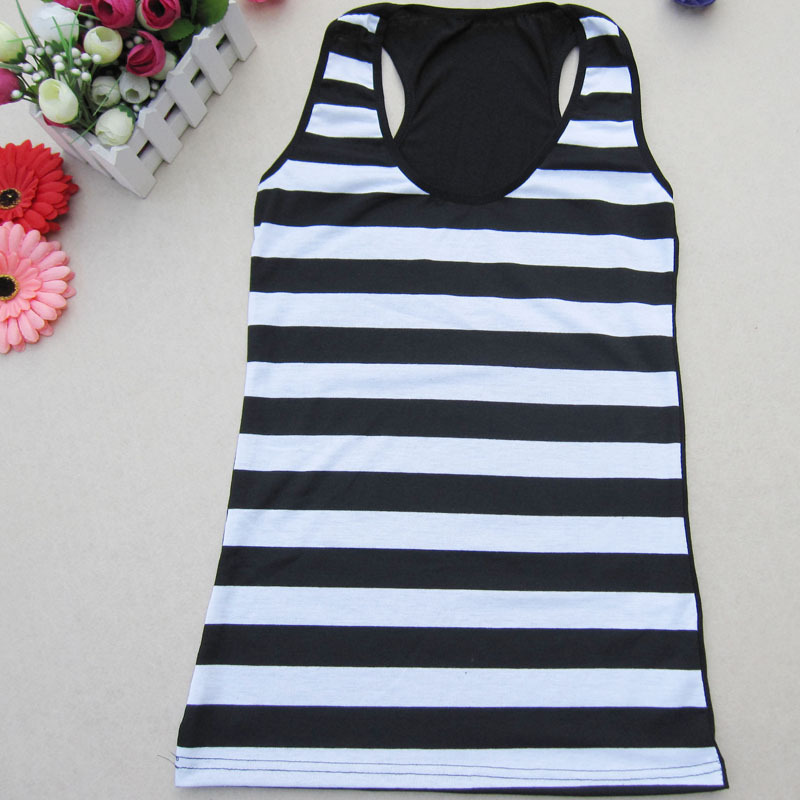 Fashion black and white stripe women's spaghetti strap vest 85