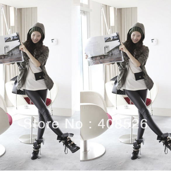 Fashion Black Leather Legging Ladies' Leggings Shiny Pants Tights/Pants free shipping 1967