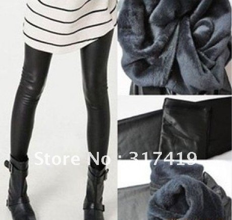 Fashion Black pu women fashion hot sell Leather Ladies' warm Leggings Pants, Shiny Tregging Tights Trousers,Free Shipping