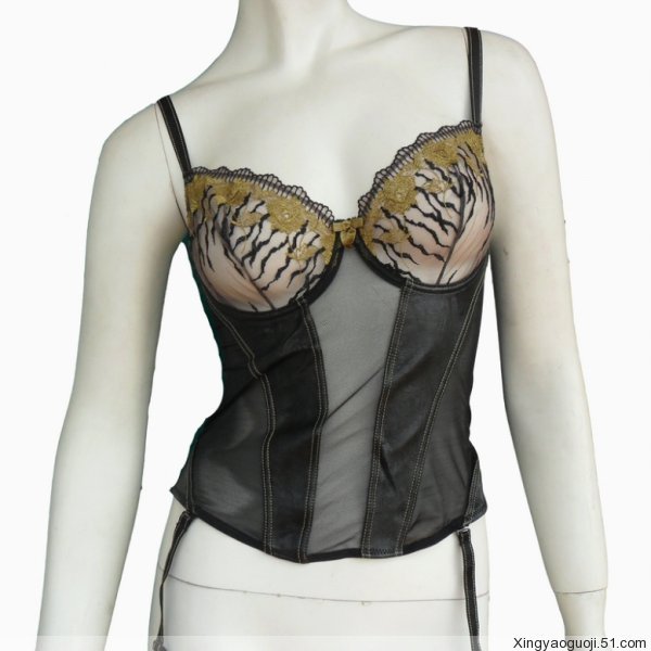 Fashion black transparent embroidered genuine leather tight vest shapewear 70cd75b80bc