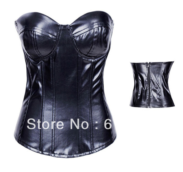 Fashion black Women intimates sexy lingerie leather corset size S-2XL 2899 wholesale