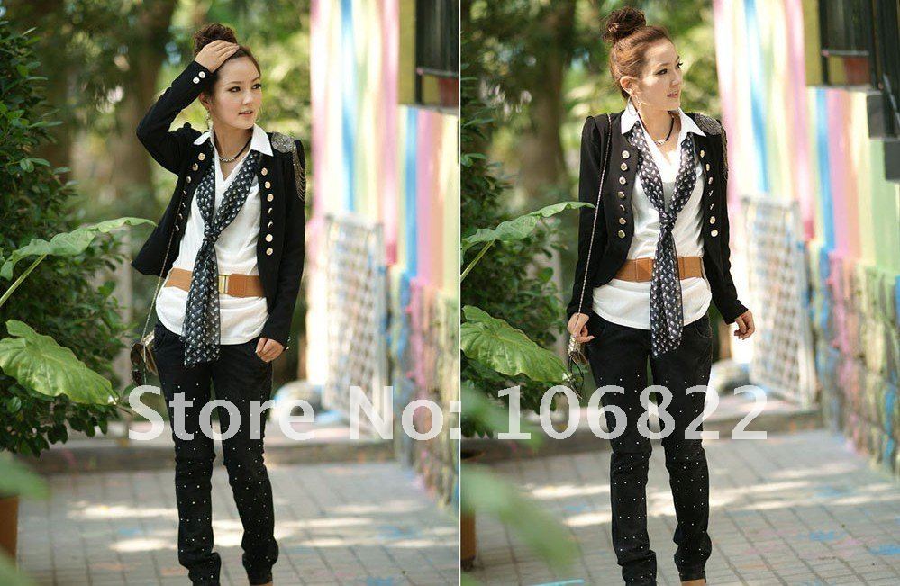 Fashion Black Women Slim fit Business Puff Sleeves Suit Blazer Jacket Coat Free Shipping wholesale