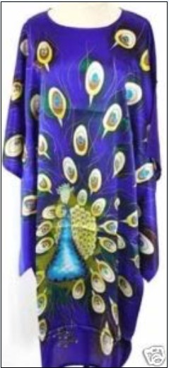 Fashion Blue Chinese Women's Silk Rayon Robe Gown Nightgown Yukata One Size Free Shipping S-18