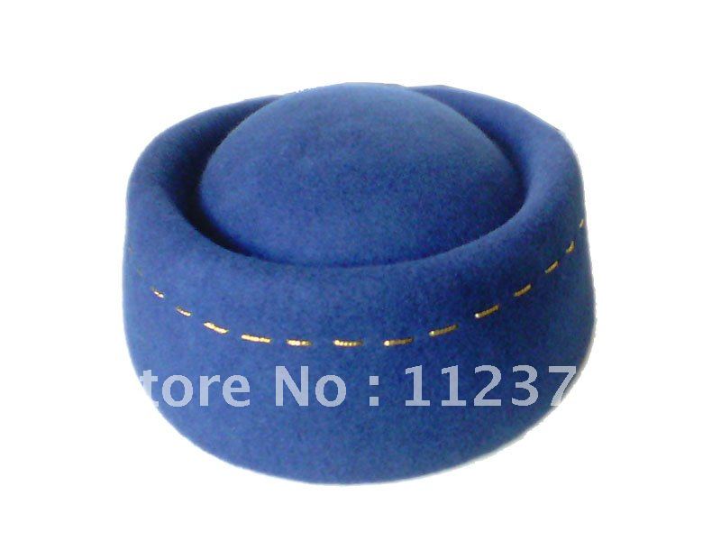 fashion blue wool felt working cap/fashion women performance cap/blue mini top hat