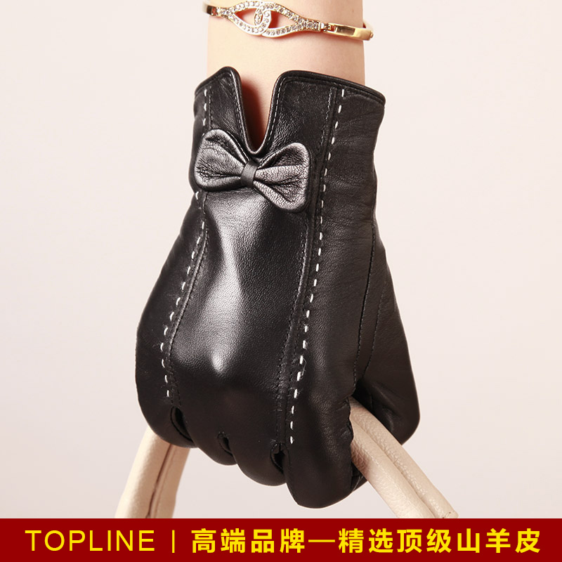 Fashion bow small suede women's genuine leather gloves autumn and winter thermal