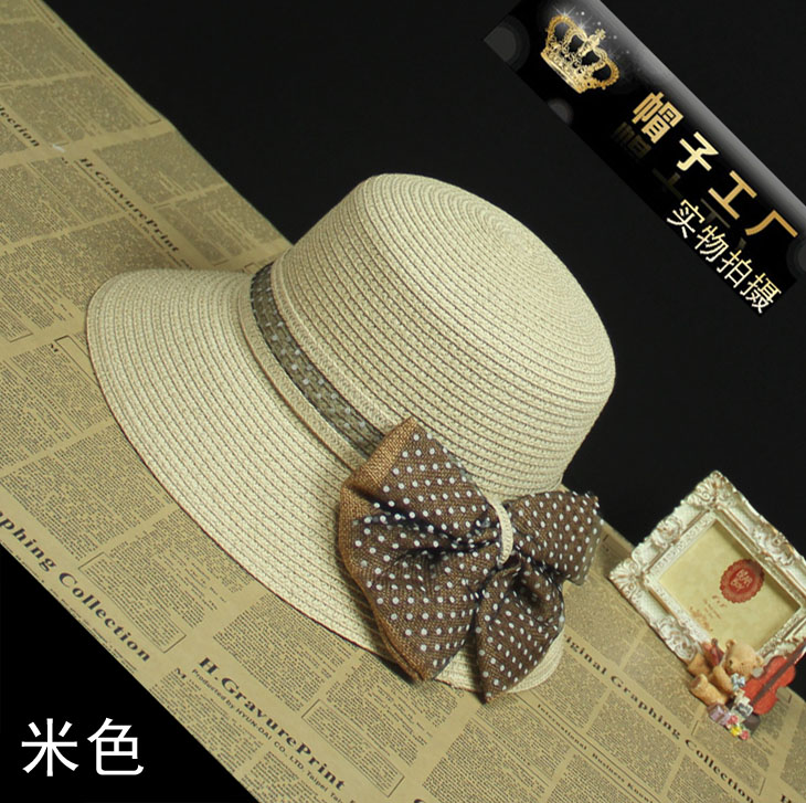 Fashion bow women's strawhat big along the cap summer sunscreen sunbonnet beach cap sun hat