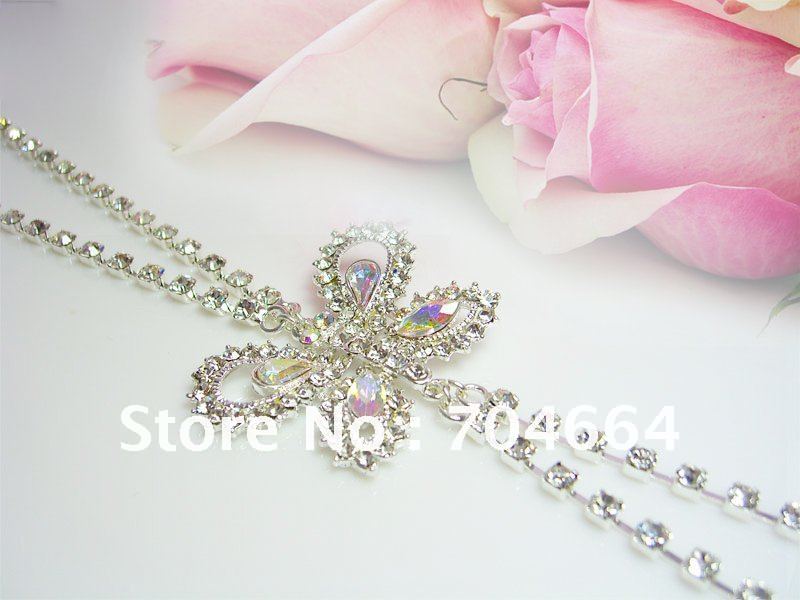 fashion bra strap in butterfly shape with 4 adjusters and 49 pcs of rhinestones 49cm length