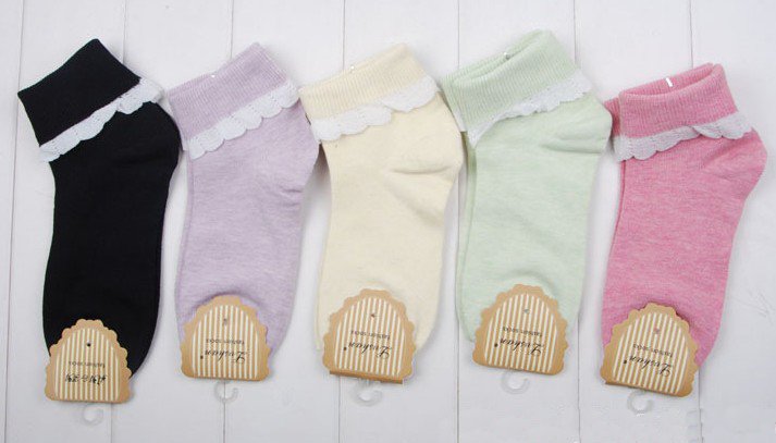 Fashion Brand Women's Thin Breathing Cotton Ankle Socks With Lace Hem,20 Pair/Lot+Free shipping