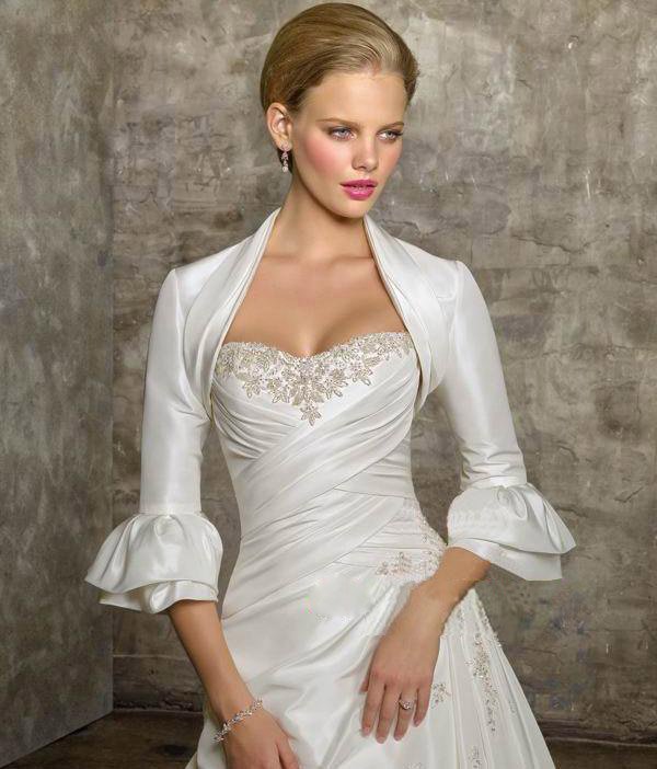 Fashion bride dresses Designer wrap satin Wedding  Bolero jacket shawl