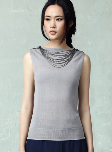 Fashion brief MOONBASA all-match 184012219 beading sweater vest