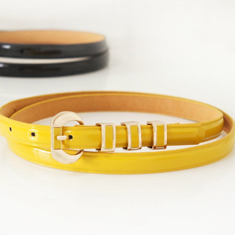 Fashion candy color women's japanned leather pin buckle all-match thin belt decoration strap Women yf357