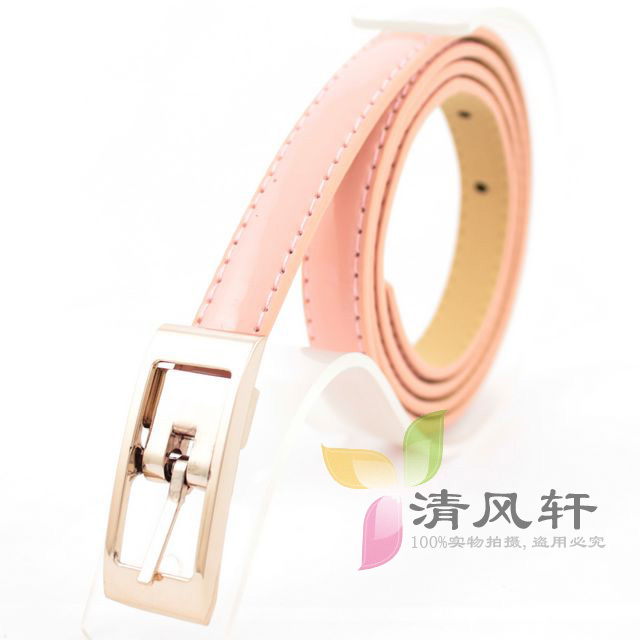 Fashion candy color women's japanned leather thin belt Women gold pin buckle strap casual clothing belt accessories