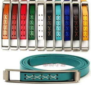 Fashion candy color women's thin belt genuine leather all-match cowhide strap multicolour cronyism tieclasps women's (BL007)
