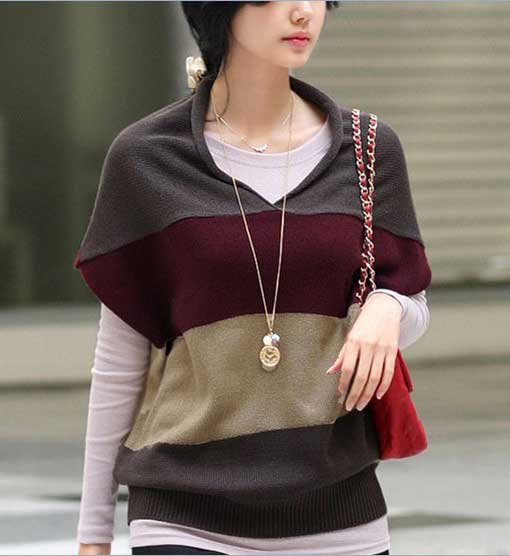 Fashion Cardigan Pullover, Women Colorful Stripe Sweater Tops free shipping on hot sale E0085