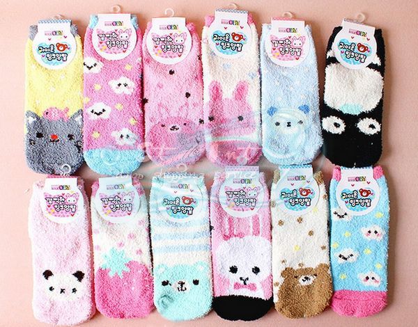Fashion cartoon socks warm towel socks fleece warm floor socks