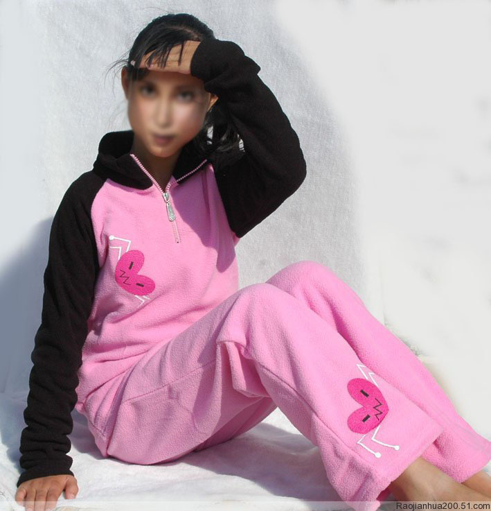 Fashion casual autumn and winter thermal lounge sleep set polar fleece fabric sml