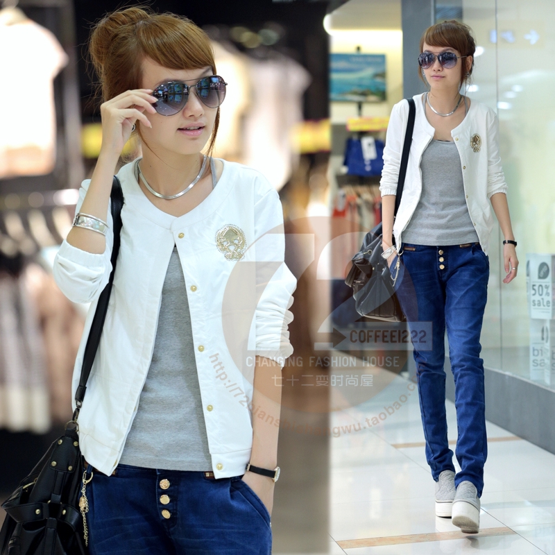 fashion casual  autumn new arrival basic patchwork jacket casual long-sleeve cardigan short jacket for women 12101804