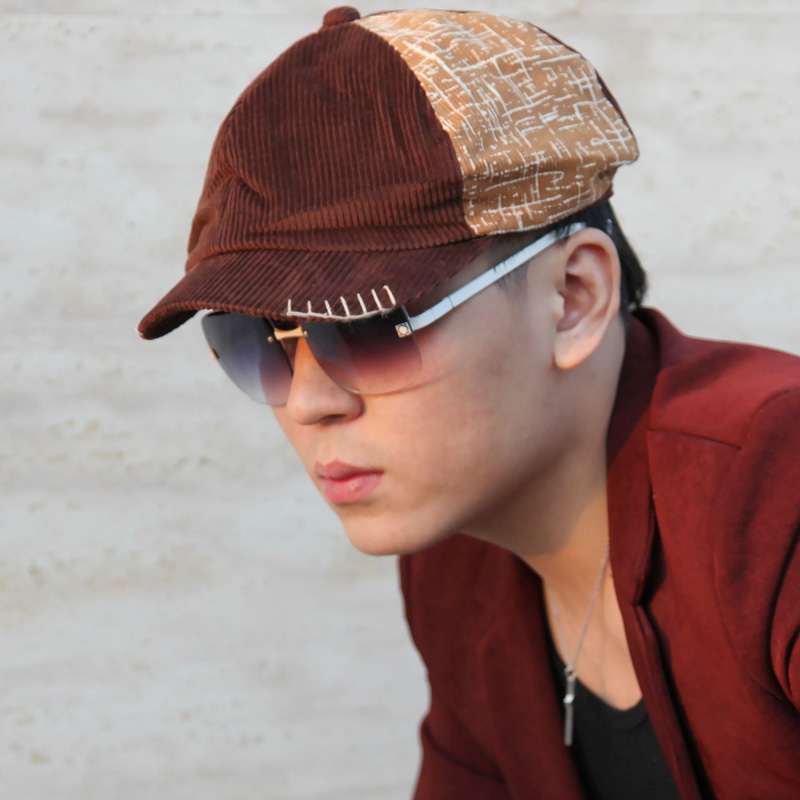 Fashion casual color block blended-color hip-hop bud newsboy cap