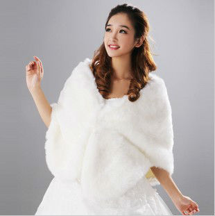 Fashion charm new ivory fake fur sleeveless bridal shawl wholesale