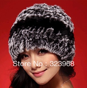 Fashion Charm Stunning Extremely  Warm Soft 100% Genuine Rex Rabbit Fur Women Caps Hat  RC039