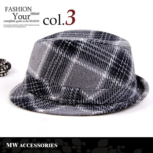 Fashion check the handsome in hat woolen hat off to short brim vintage jazz fedoras hat