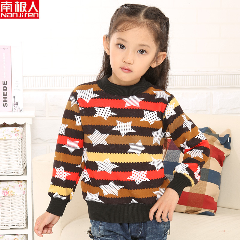 Fashion child thermal underwear top thickening plus velvet male child female child thermal underwear