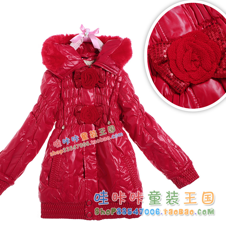 Fashion child trench outerwear female child winter 2012 thickening clip cashmere overcoat medium-long 1112