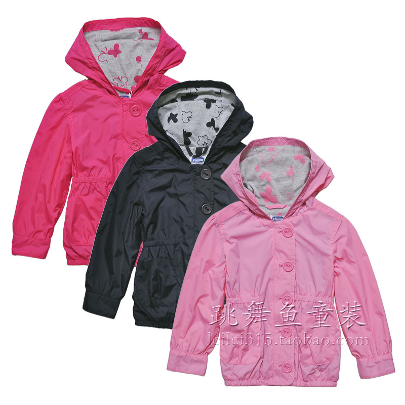 Fashion children's clothing female child ultra soft double layer thin outerwear spring and autumn with a hood trench 2 - 6
