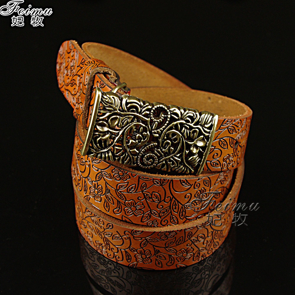 fashion  classical buckle carved cutout Women women's genuine leather strap cowhide belt women's vintage belt