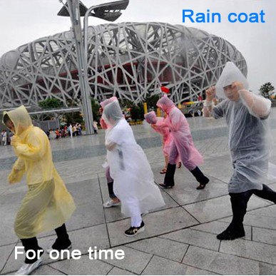 Fashion clear PVC Rain Coat oneoff raincoat portable raincoat
