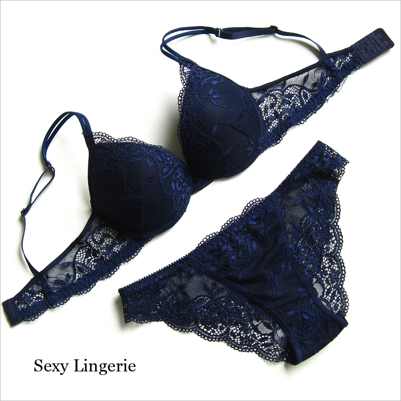 Fashion comfortable natural push up sexy lace bra set underwear thick thin european version of the