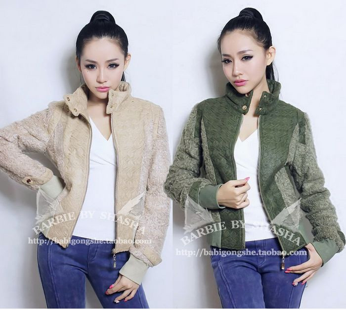 Fashion cool metal button decoration mosaic berber fleece casual all-match jacket top outerwear