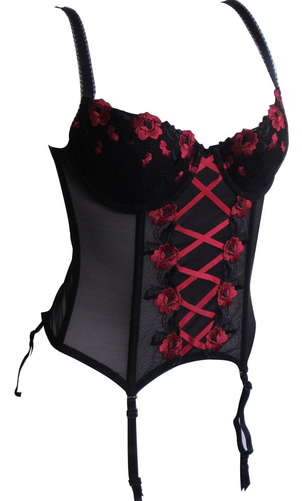 Fashion corset black transparent gauze cup exquisite embroidery ultra-thin zf2404-k1 shapewear