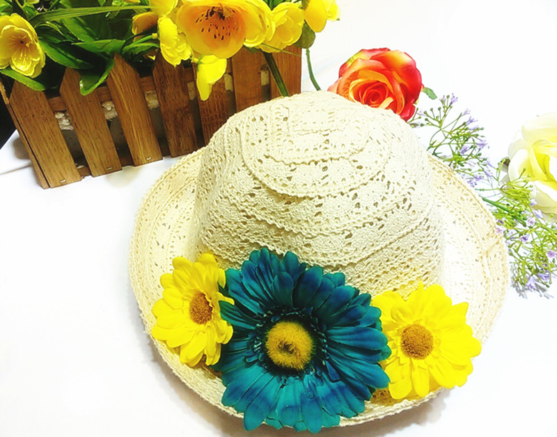 Fashion cotton lace 100% women's strawhat sunbonnet casual cap child cap