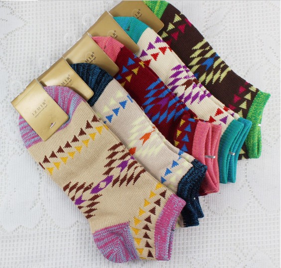 FASHION cotton lady ankle socks geometric socks 10pairs/lot Wholesale FREE SHIPPING