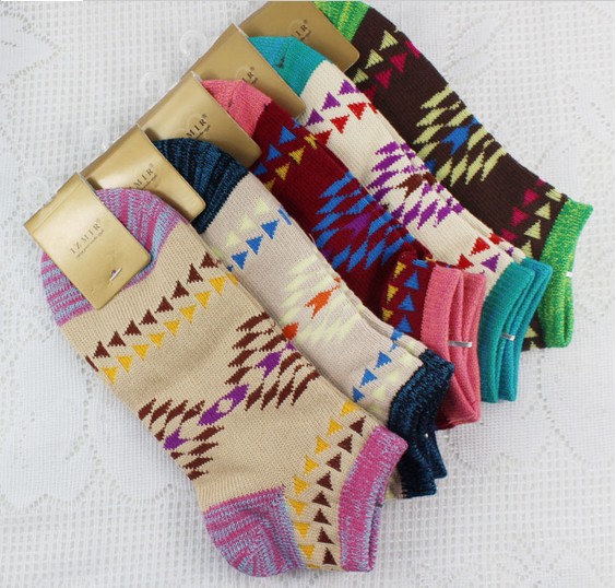 FASHION cotton lady ankle socks geometric socks 10pairs/lot  Wholesale FREE SHIPPING