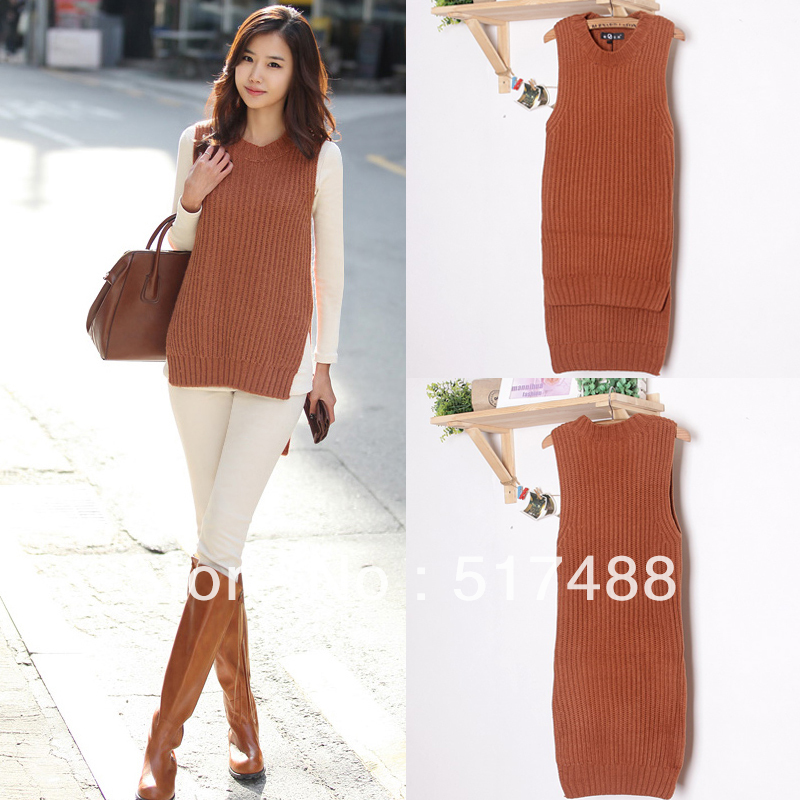 Fashion cultivate one's morality sleeveless knitting hoody South Korea joker street window vest grow a sweater