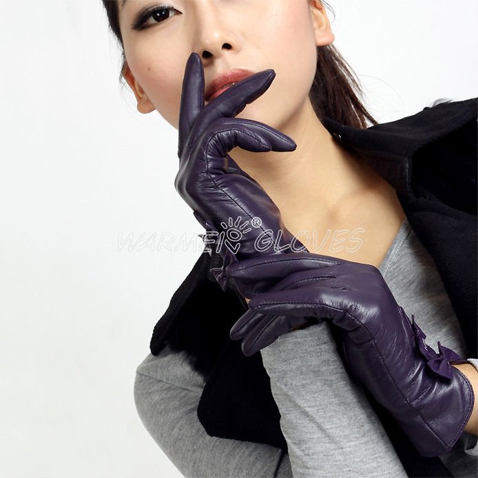 Fashion cute leather glove valentine day gifts Purple (L102NN)