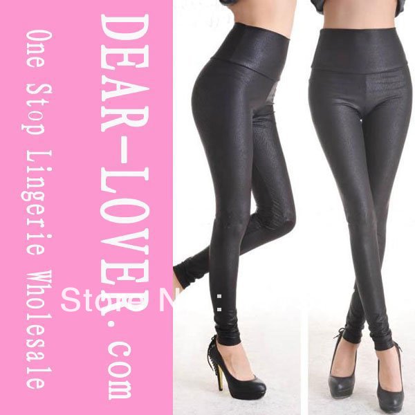Fashion Deep Black Faux Leather Leggings LC7748-4 Cheaper price Free Shipping Cost