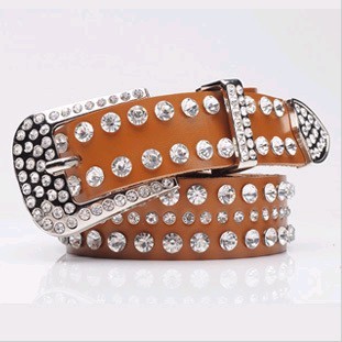 fashion diamond women's strap ladies genuine leather casual female women's rhinestone cowhide belt