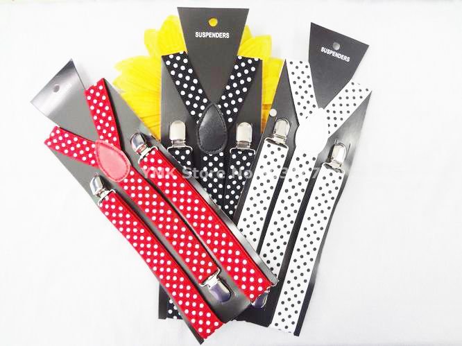 Fashion Dots Printed Suspender For Men/Women,2.5CM Wide Elastic Straps,10PCS/LOT mix colors,Free Shipping